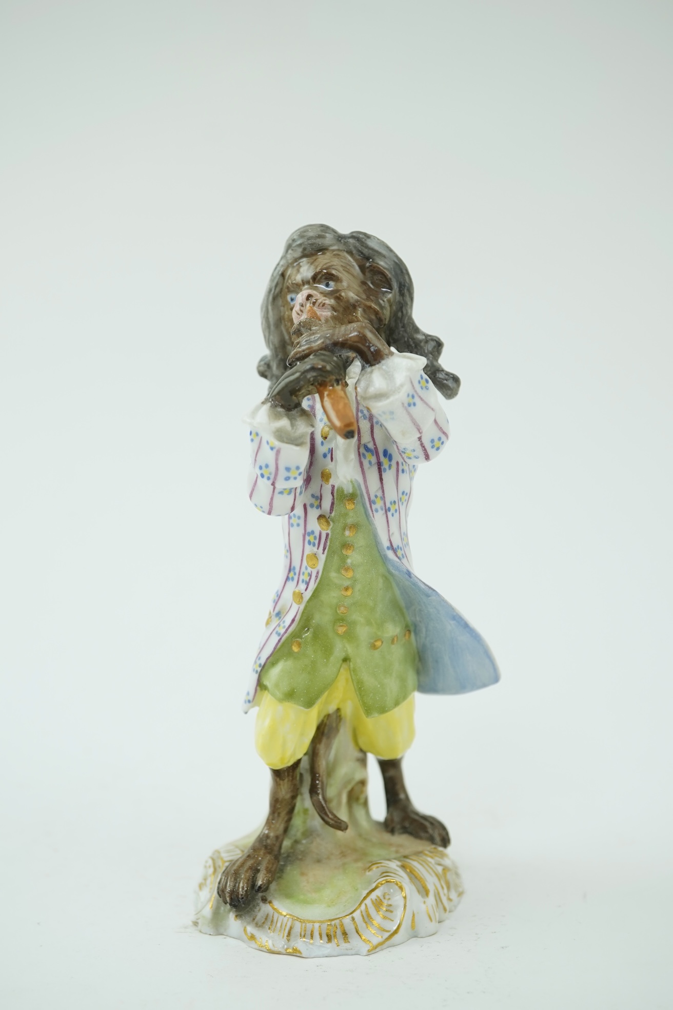 A Meissen monkey band figure of a piccolo player modelled after J. J. Kaendler, 19th century